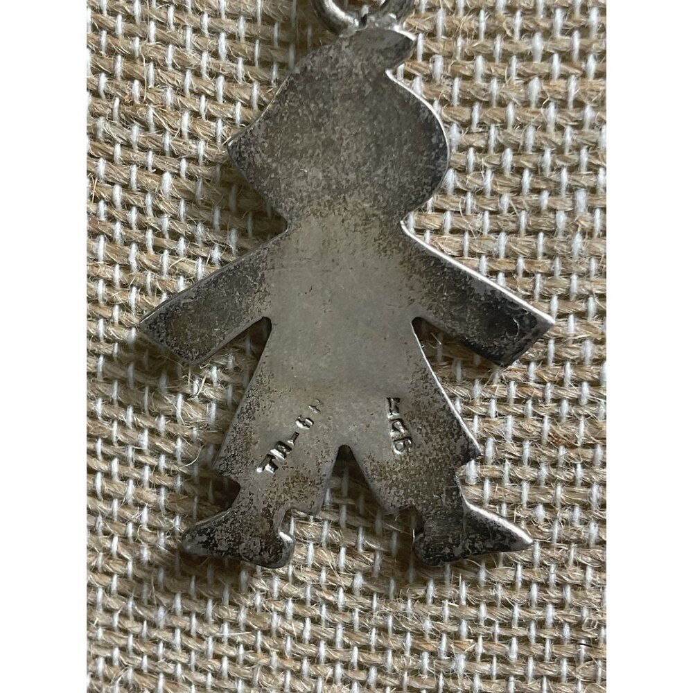 Vintage Italy Made Sterling Silver & Brass Child Figurine Pendant Necklace - Picture 5 of 5